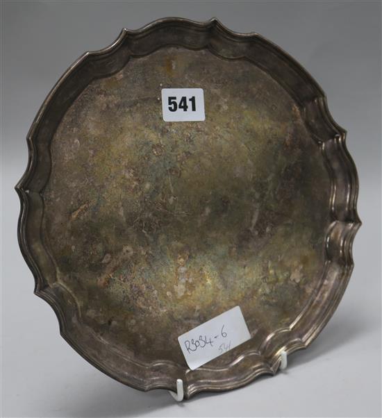 A 1960s silver salver, 12.5 oz.